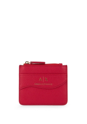 Armani Exchange logo-stamp grained wallet - Red