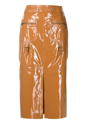 Nk Violet patent leather pencil skirt - Brown