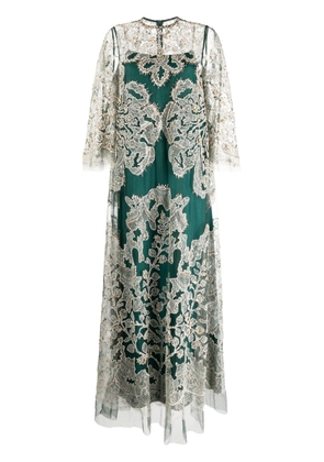 Biyan lace-pattern layered dress - Green