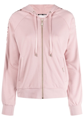 LIU JO ruched-panelled zip-up hoodie - Pink