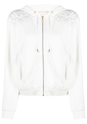 LIU JO crystal-embellished zip-up hoodie - White