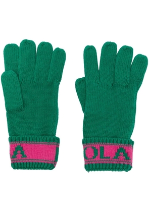 Bimba y Lola intarsia-knit logo ribbed-cuffs gloves - Green