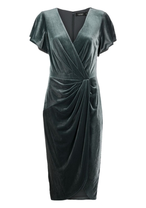 Lauren Ralph Lauren draped-detail velvet dress - Grey