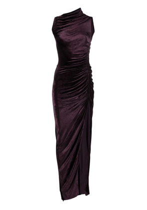 Rick Owens Lilies asymmetric-neck draped velvet dress - Purple