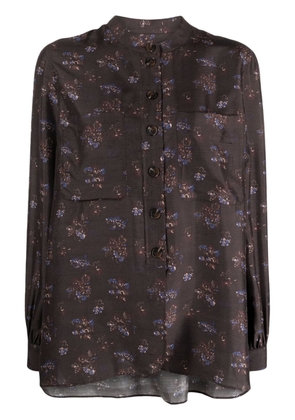 Soeur Laure floral-print silk shirt - Brown
