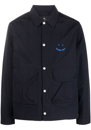 PS Paul Smith embroidered-logo shirt jacket - Blue