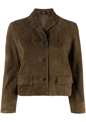 Theory button-up suede cropped jacket - Brown
