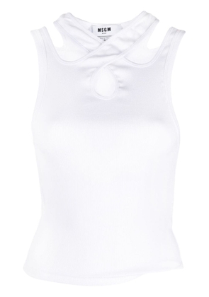 MSGM ribbed cut-out tank top - White