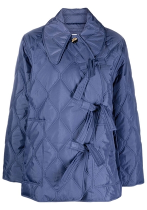 GANNI ripstop-quilt tie-fastening jacket - Blue