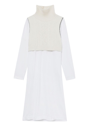 Y's layered cable-knit midi dress - White