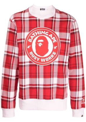 A BATHING APE® tartan logo-print sweatshirt - Red