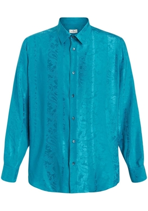 ETRO floral-jacquard silk shirt - Blue