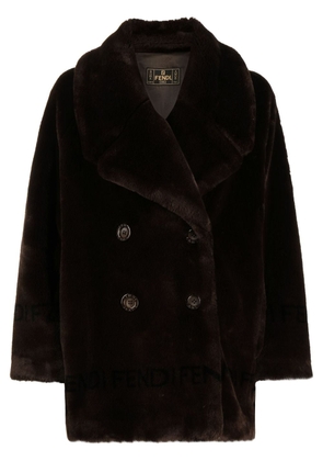 Fendi Pre-Owned 1990-2000s faux-fur double-breasted coat - Brown