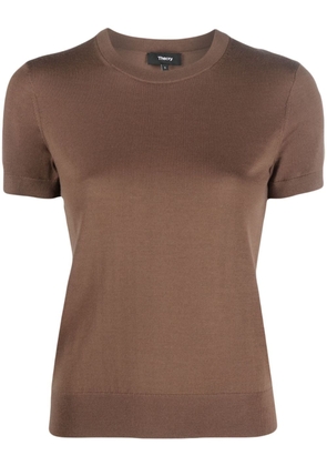 Theory fine-knit wool-blend top - Brown