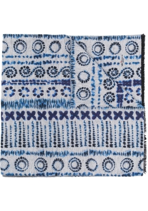 Kiton graphic-print silk scarf - Blue