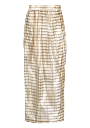 Giuliva Heritage stripe-pattern full skirt - Neutrals