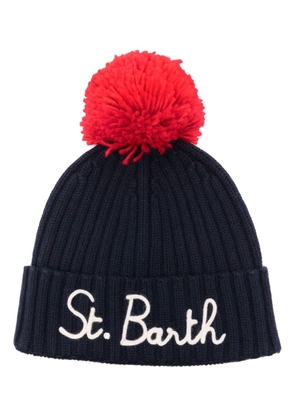 MC2 Saint Barth pompom detailed ribbed-knit beanie - Blue