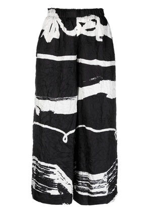 Daniela Gregis abstract-print silk culottes - Black