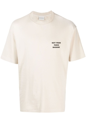 Drôle De Monsieur slogan-print cotton T-shirt - Neutrals