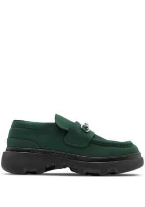 Burberry Creeper Clamp barbed-wire suede loafers - Green