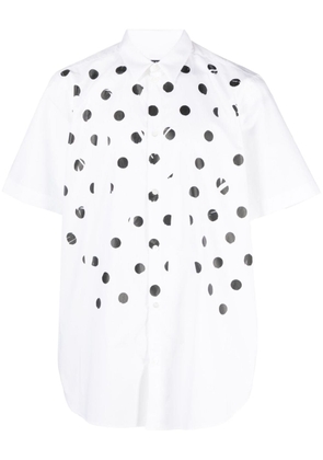 Raf Simons polka dot-print short-sleeve cotton shirt - White