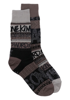 sacai intarsia-knit cotton socks - Black