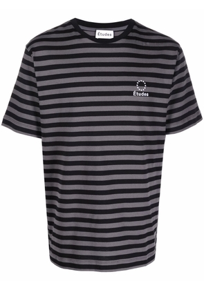 Etudes striped logo-embroidered T-shirt - Grey