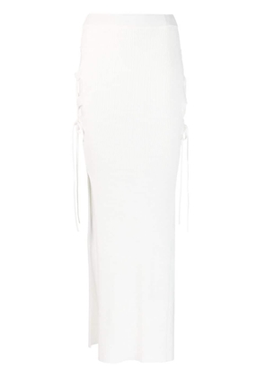 Casablanca ribbed-knit cut-out maxi skirt - White