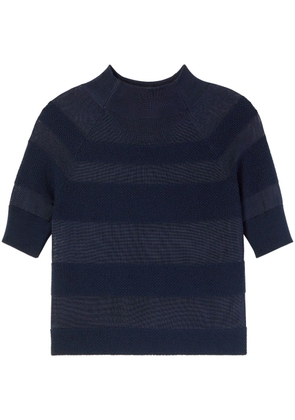 St. John mock-neck striped knitted top - Blue