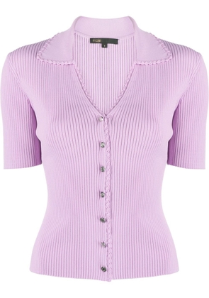 Maje ribbed-knit short-sleeve top - Purple