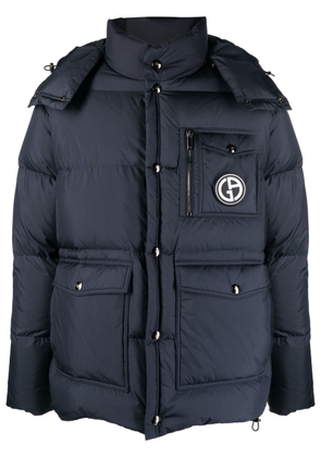 Giorgio Armani logo-patch padded jacket - Blue