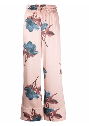 L'Autre Chose floral-print silk trousers - Pink