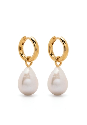 Missoma Baroque Pearl Drop Tunnel small hoop earrings - Gold