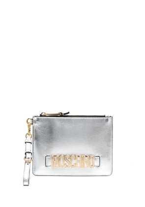 Moschino logo lettering clutch bag - Silver