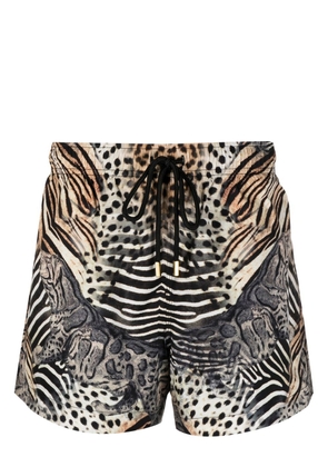 Camilla mixed animal-print swim shorts - Brown