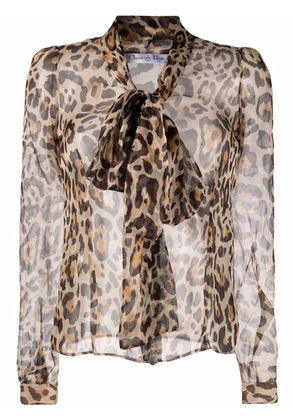Christian Dior 2010 pre-owned leopard print sheer silk blouse - Brown