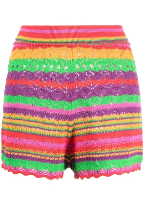 Ba&Sh Peck striped crochet-knit shorts - Red