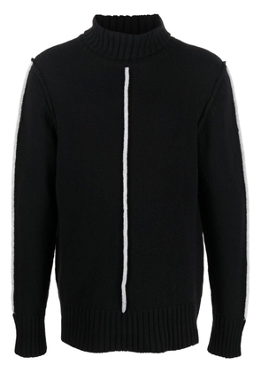 EGONlab. stripe-detail funnel-neck sweater - Black