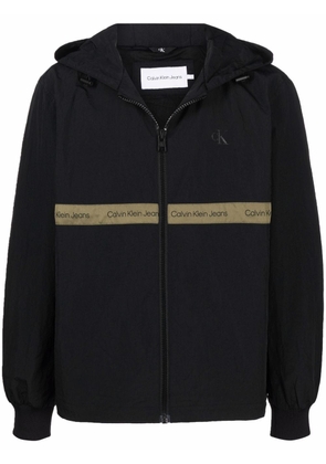 Calvin Klein Jeans logo zipped hooded jacket - Black