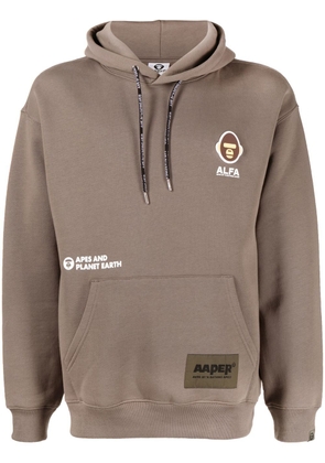 AAPE BY *A BATHING APE® logo-patch drawstring hoodie - Green