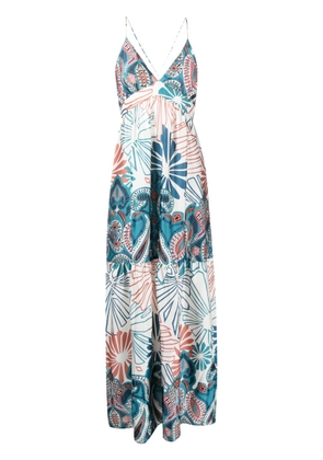 Ba&Sh floral-print tiered-skirt dress - Blue