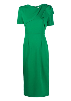 Roland Mouret ruffled-detail short-sleeves midi dress - Green