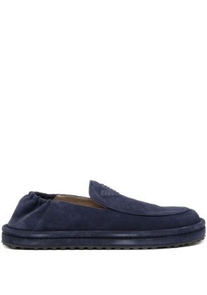 Emporio Armani logo-embossed leather slippers - Blue