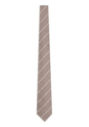Emporio Armani diagonal stripe print silk tie - Brown
