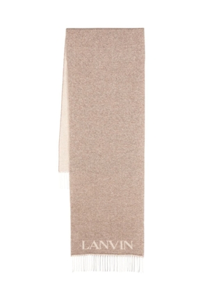 Lanvin intarsia-knit logo reversible scarf - Neutrals