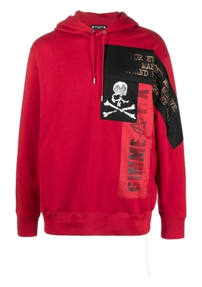 Mastermind Japan patch-detail drawstring hoodie - Red