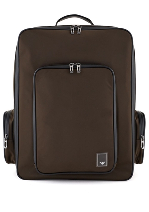 Emporio Armani logo-patch rectangle-shape backpack - Brown