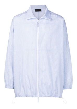 Emporio Armani striped zip-up shirt jacket - Blue