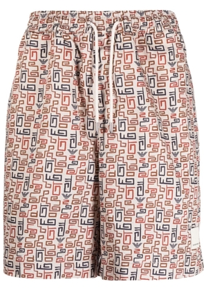 Emporio Armani logo-print cotton shorts - Brown