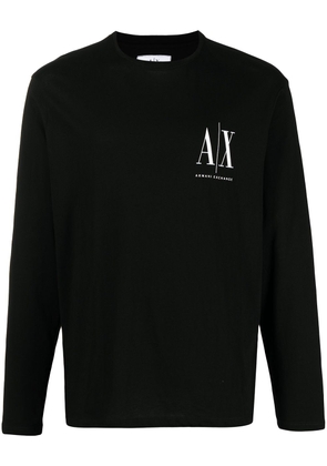 Armani Exchange logo-print long-sleeved T-shirt - Black
